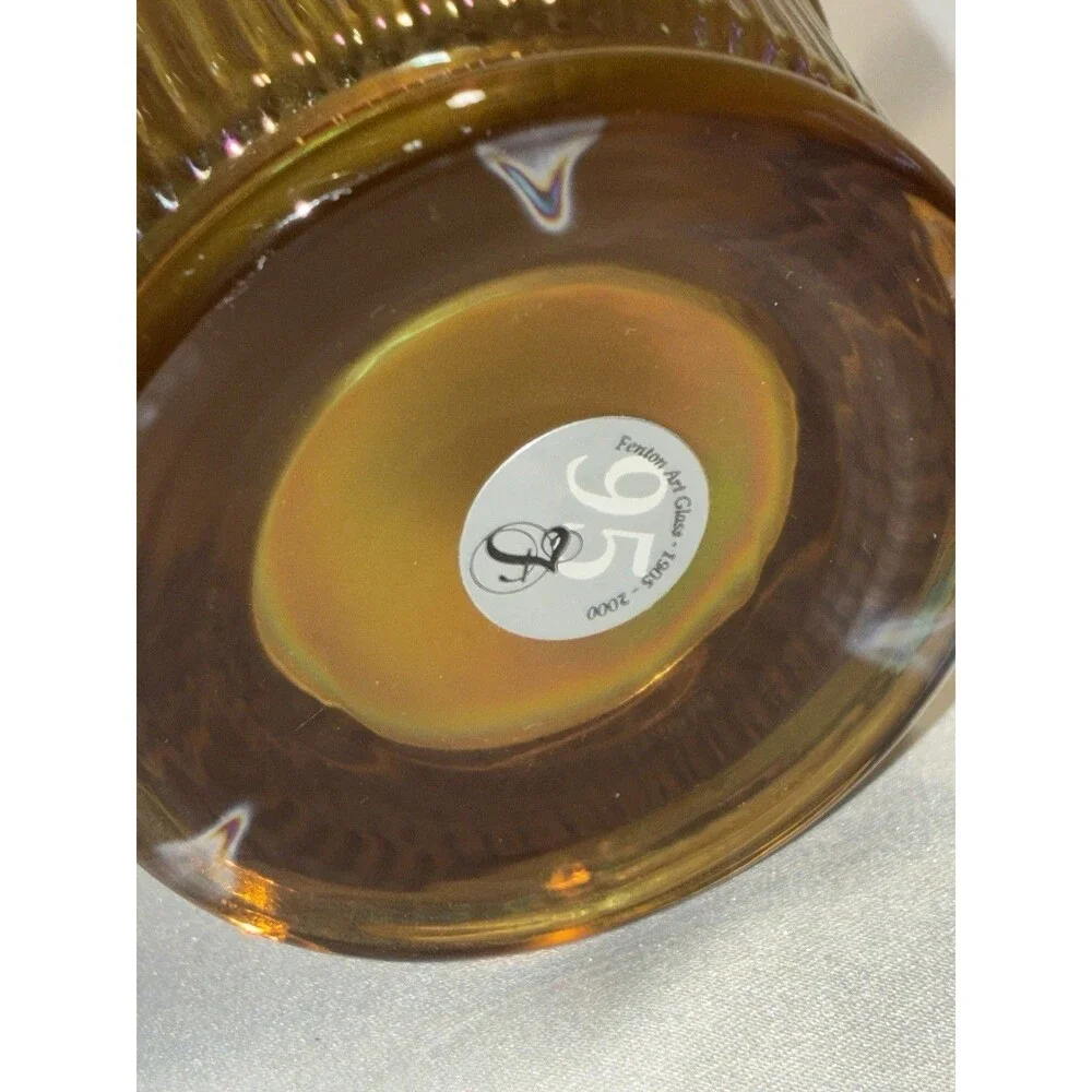Fenton 95th Anniversary Marigold Carnival Glass Sandwich Pitcher Iridescent 2000